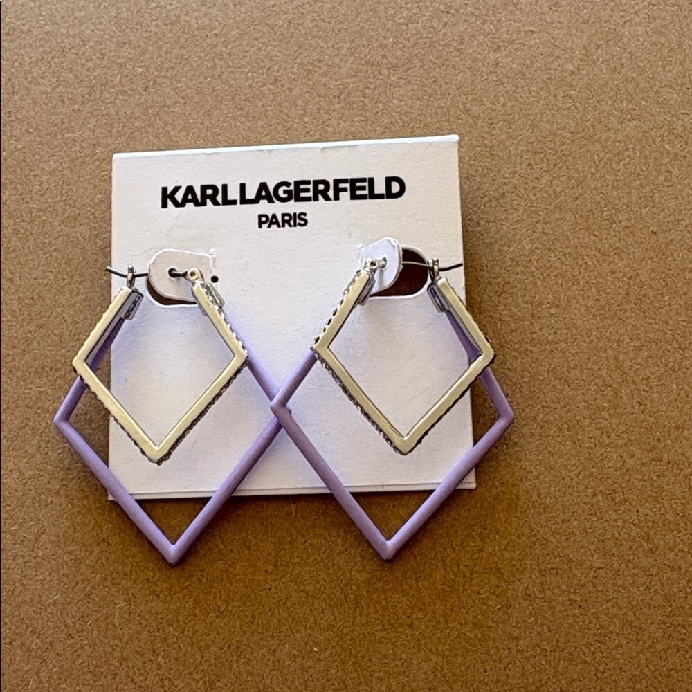 Karl Lagerfeld Paris Purple and Black Geometric Earrings